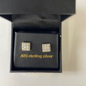 NWT King Ice .925 Sterling silver/gold Button Earrings